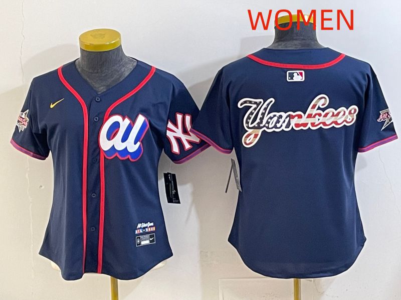 Women 2025 New York Yankees Blank Drak Blue All star Nike MLB Jersey style 04